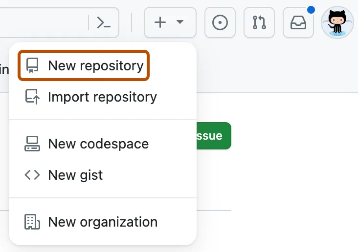 Create a new repo from anywhere in GitHub