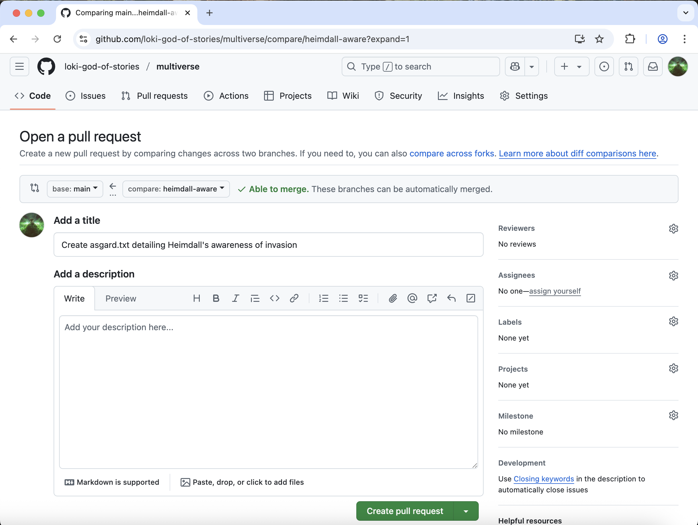 Open a Pull Request on GitHub for branch heimdall-aware