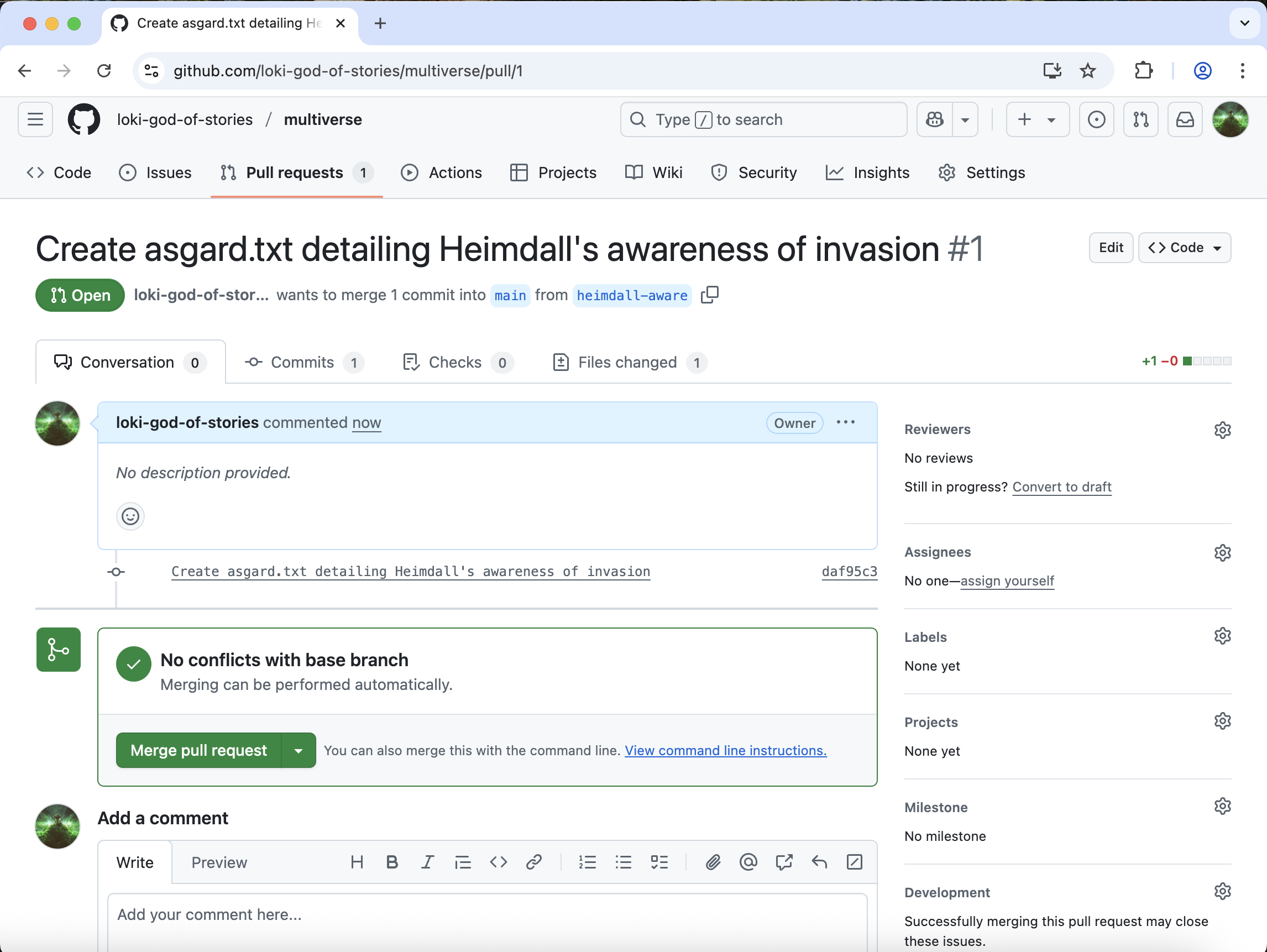Pull Request is created